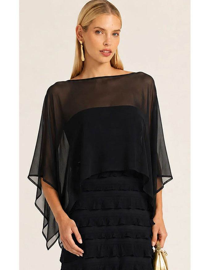 Sheer Silk Cape Black