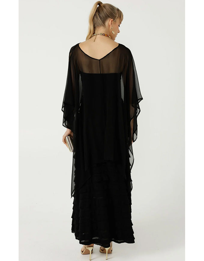 Sheer Silk Cape Black