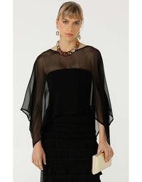 Sheer Silk Cape Black