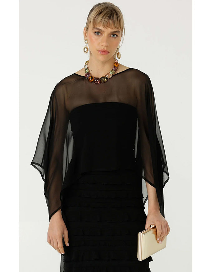 Sheer Silk Cape Black