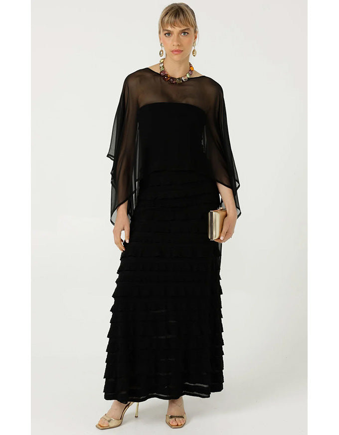 Sheer Silk Cape Black