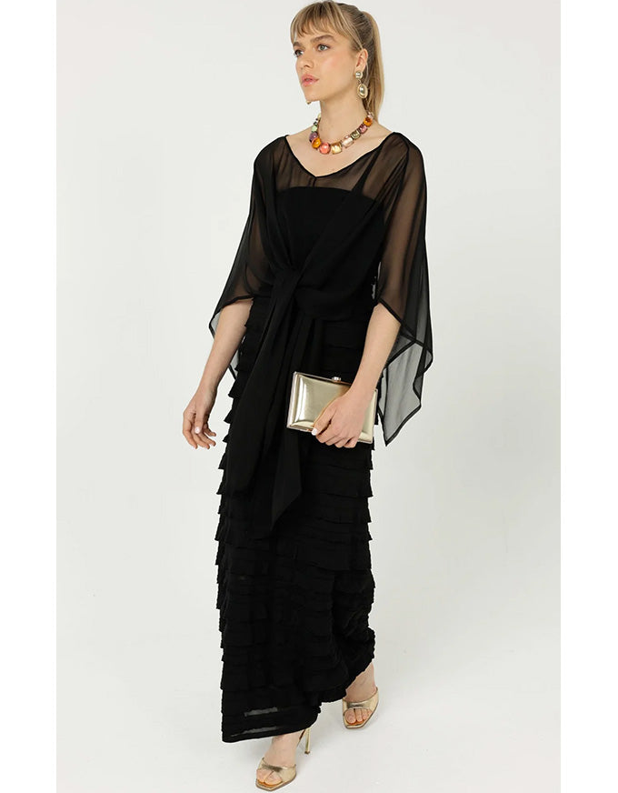 Sheer Silk Cape Black