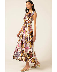 Sunset Chase Wrap Dress Choc Tile