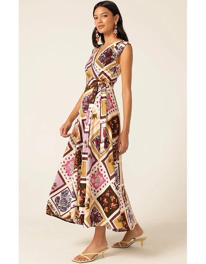 Sunset Chase Wrap Dress Choc Tile