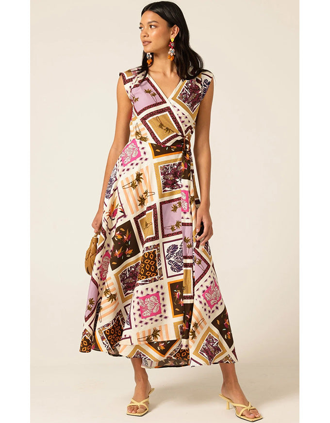 Sunset Chase Wrap Dress Choc Tile