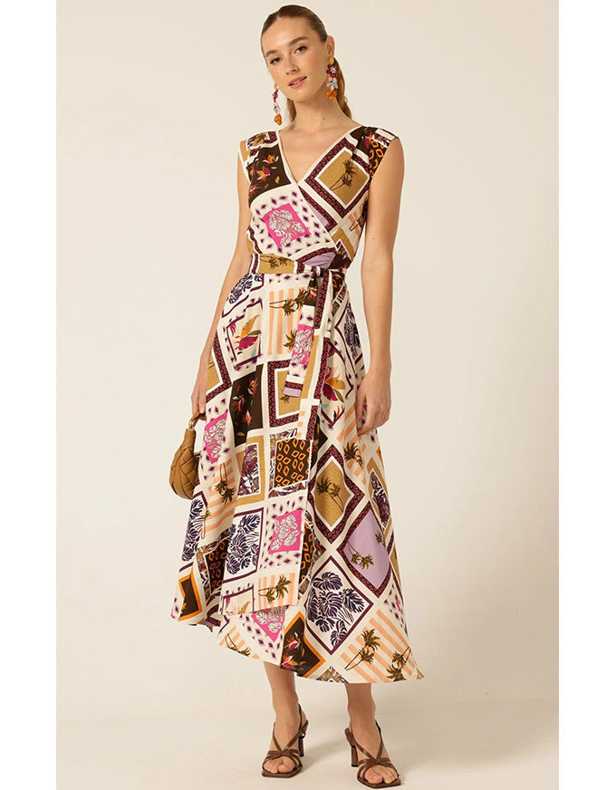 Sunset Chase Wrap Dress Choc Tile
