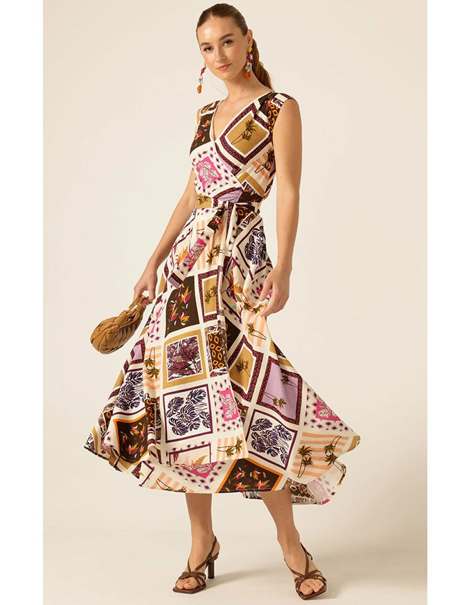 Sunset Chase Wrap Dress Choc Tile