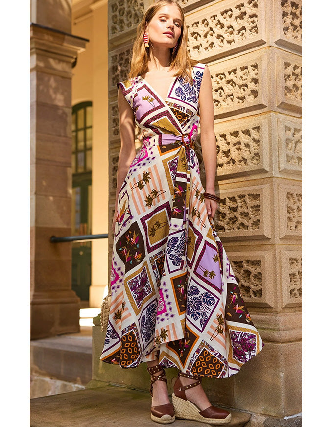 Sunset Chase Wrap Dress Choc Tile