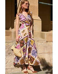 Sunset Chase Wrap Dress Choc Tile