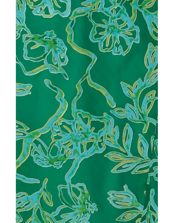 Garden Maze Wrap Dress Green Aqua Floral
