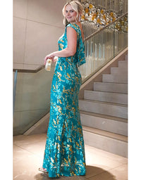 Heavenly Heights Maxi Dress Turquoise Gold