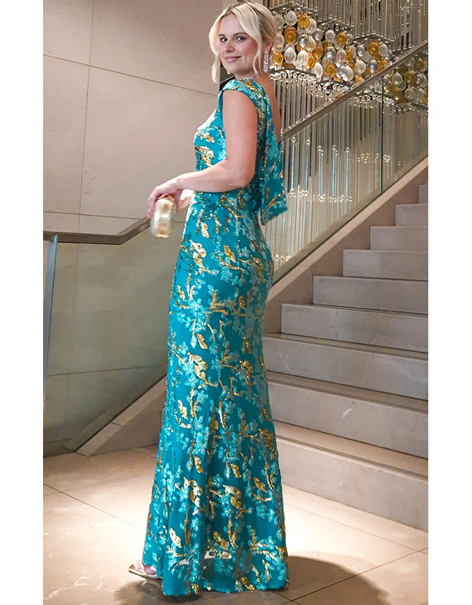 Heavenly Heights Maxi Dress Turquoise Gold