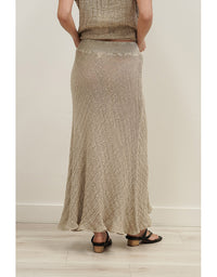 Sottana Bias Cut Linen Skirt Natural
