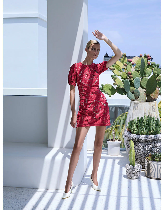 Letitia Short Dress Garnet - Australian Made