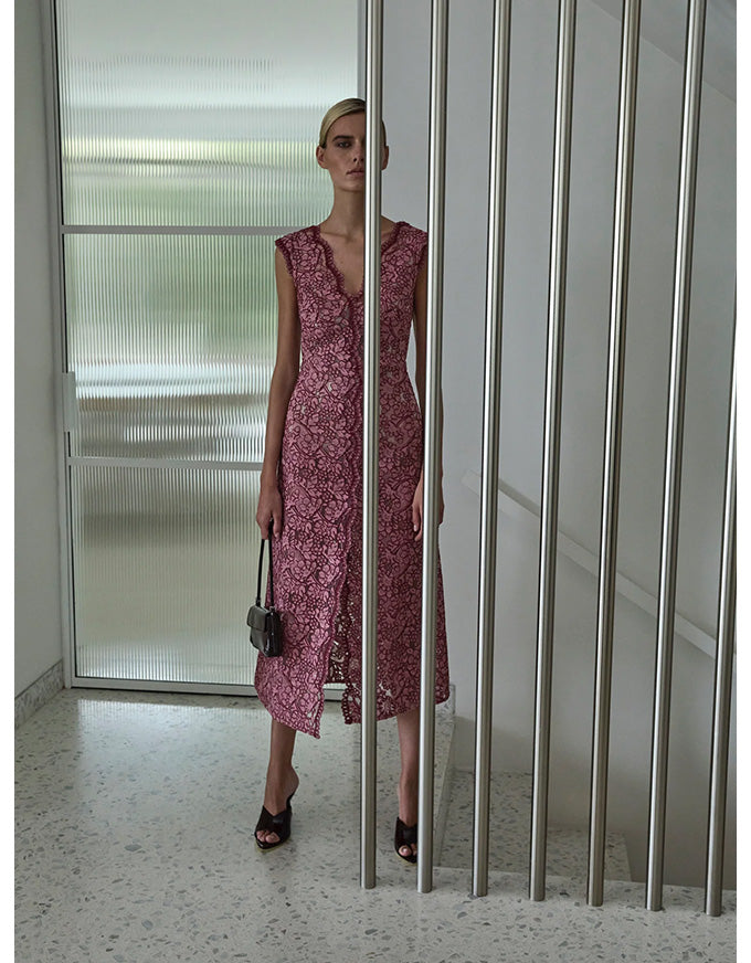 Lily A-Line Dress Garnet/Blush - Australian Made