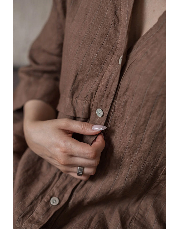Lorelai Shirt Dress Walnut Stripe