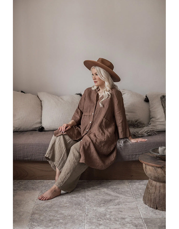Lorelai Shirt Dress Walnut Stripe