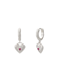 Love You Small Heart Earrings Silver