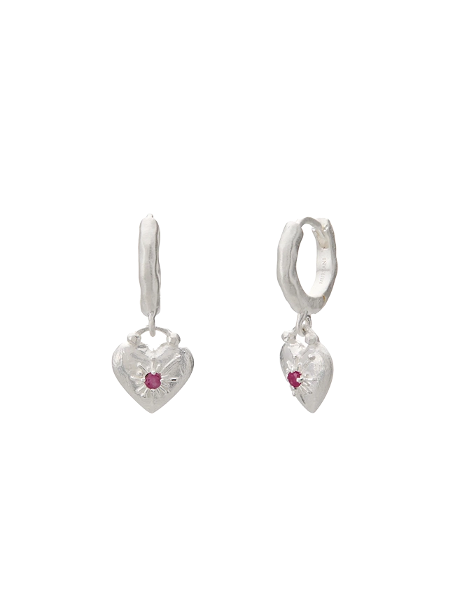 Love You Small Heart Earrings Silver