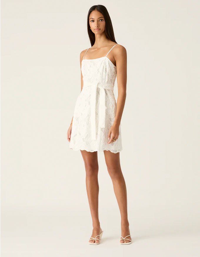 Luna Embroidery Mini Dress White