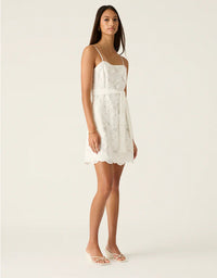 Luna Embroidery Mini Dress White