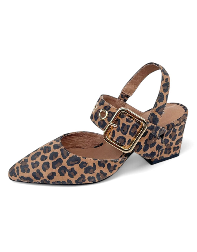 Magaly Heels Camel Leopard Suede