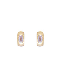 Crystal Emerald Cut Huggies