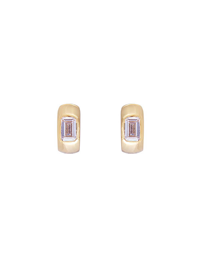 Crystal Emerald Cut Huggies