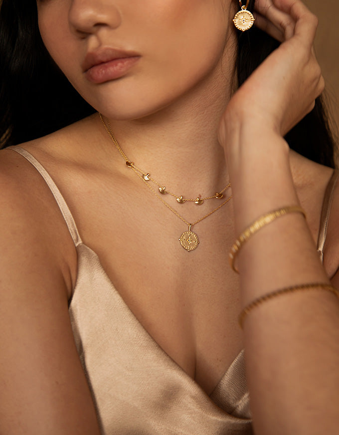 Into The Light Disc Necklace 18KT YGP