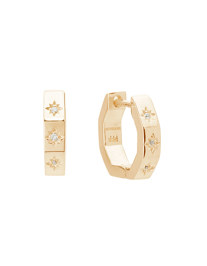 Octagonal Huggies White Topaz YGP