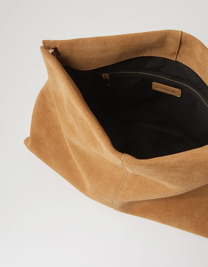 Aevie Handbag Camel Suede