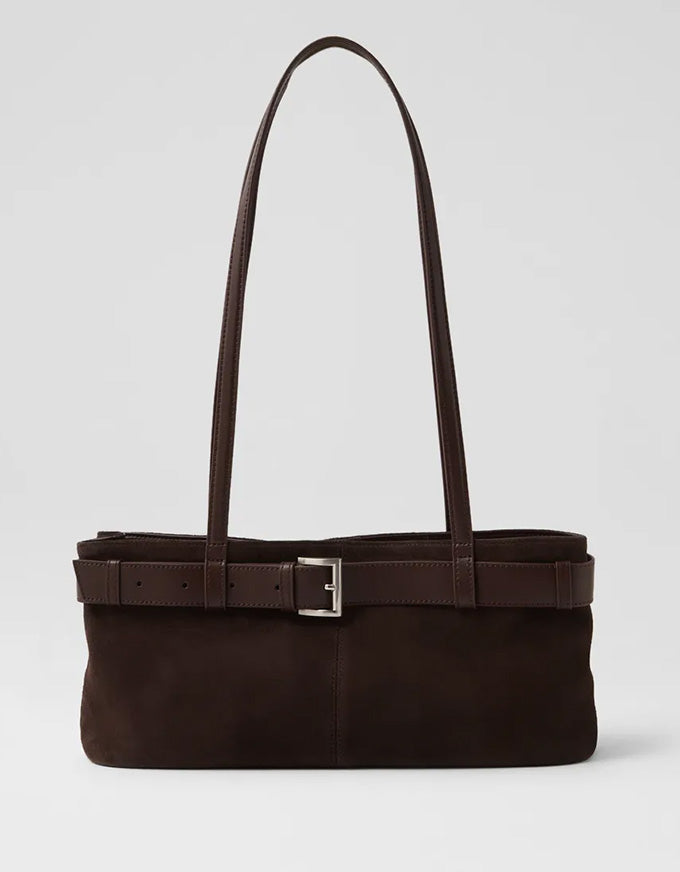 Tilda Dark Choc Suede Leather Handbag