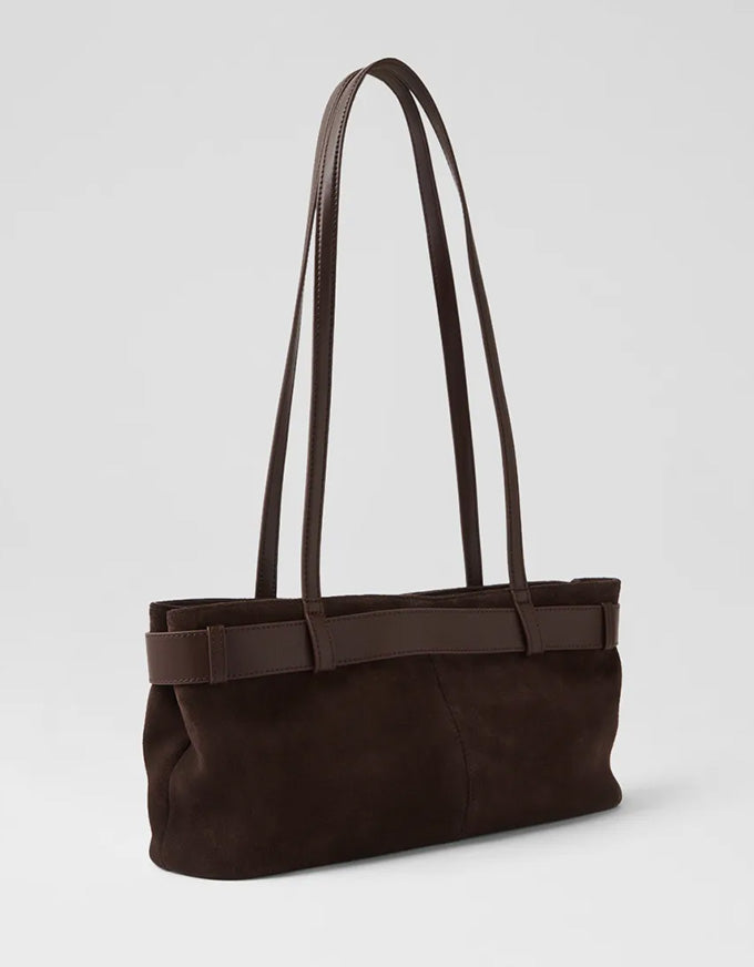 Tilda Dark Choc Suede Leather Handbag