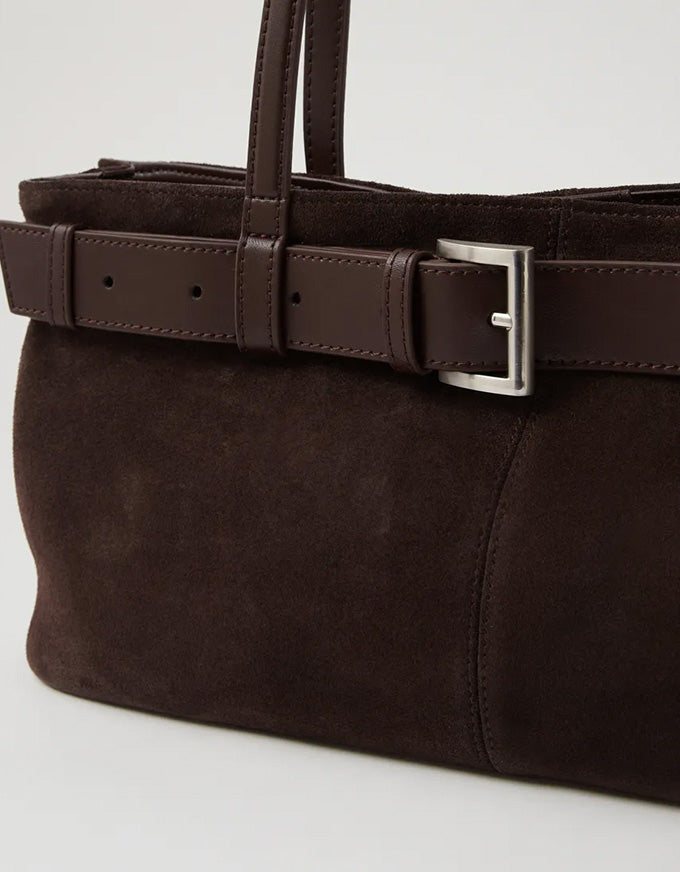 Tilda Dark Choc Suede Leather Handbag