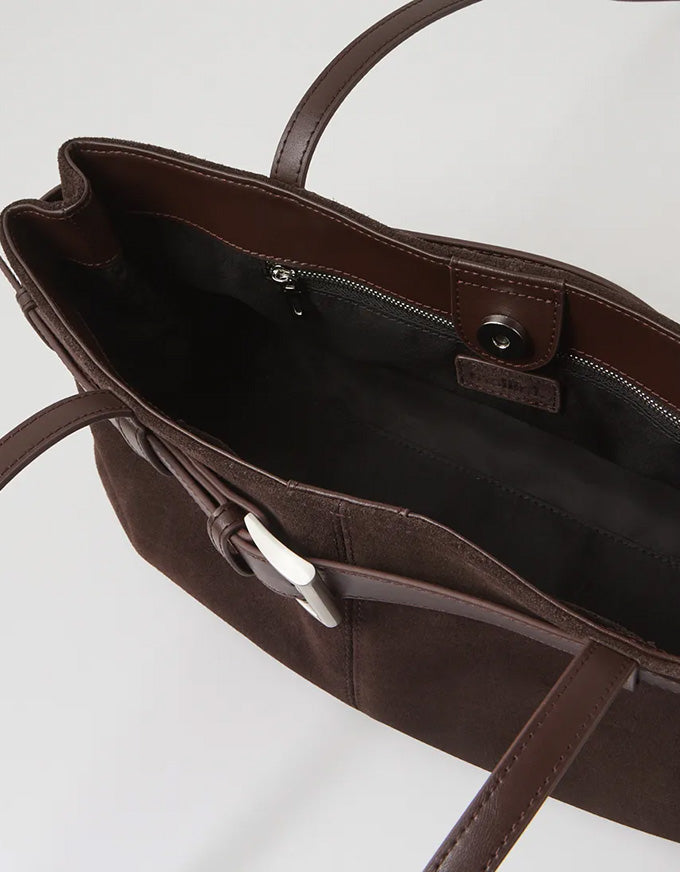 Tilda Dark Choc Suede Leather Handbag