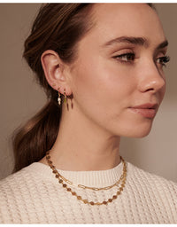 Huggies with Hanging Peridot Baguette 18KT YGP