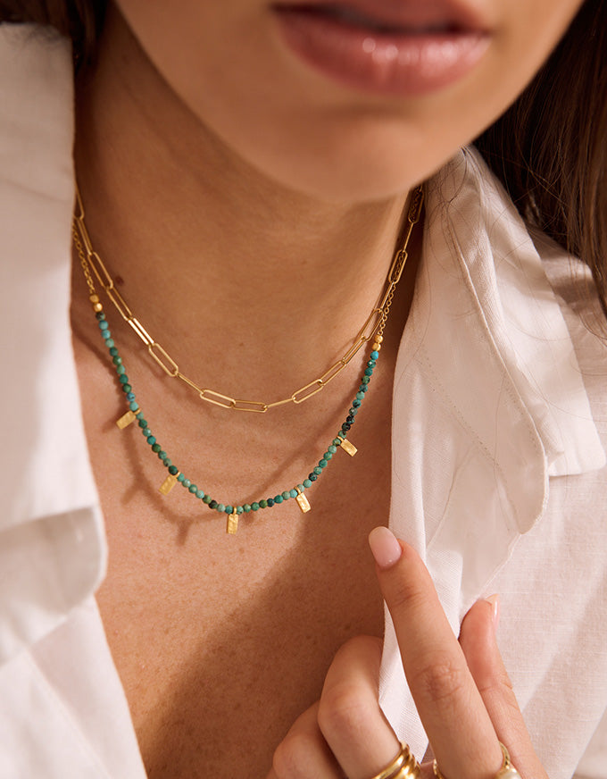 Turquoise Choker Necklace 18kt ygp