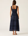 Mariana Embroidery Midi Dress Navy