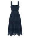 Mariana Embroidery Midi Dress Navy