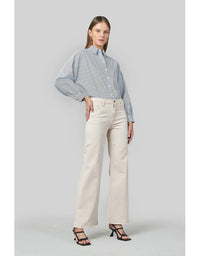 Marrie Cream Flare Wide Leg Jeans
