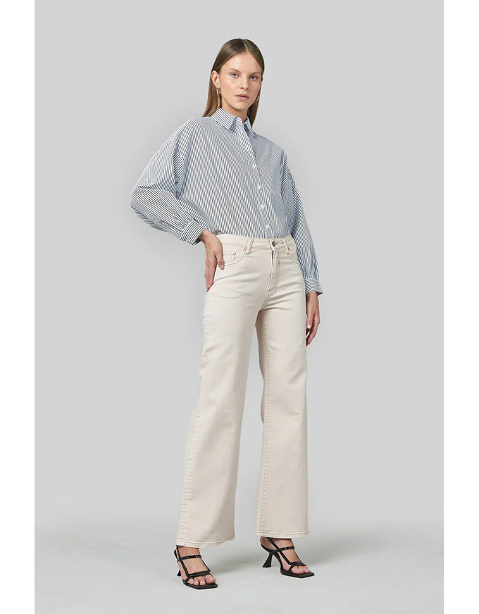 Marrie Cream Flare Wide Leg Jeans