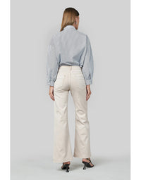 Marrie Cream Flare Wide Leg Jeans
