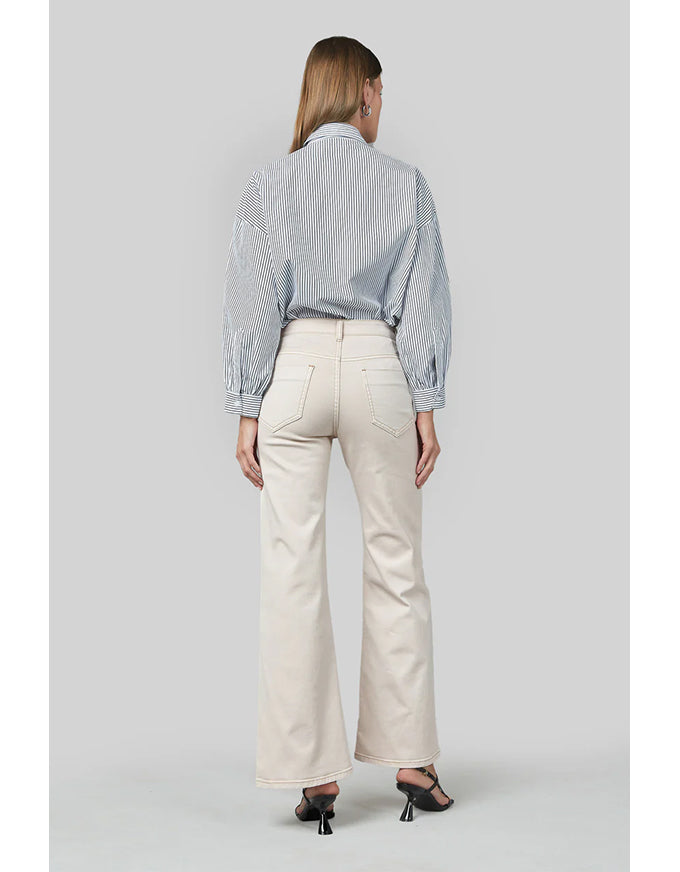Marrie Cream Flare Wide Leg Jeans