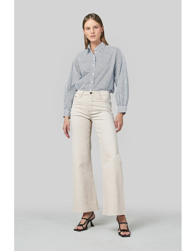 Marrie Cream Flare Wide Leg Jeans