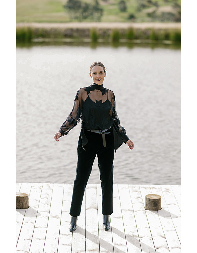 Alley Sheer Lace Blouse Black