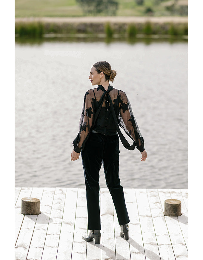 Alley Sheer Lace Blouse Black