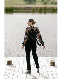 Alley Sheer Lace Blouse Black