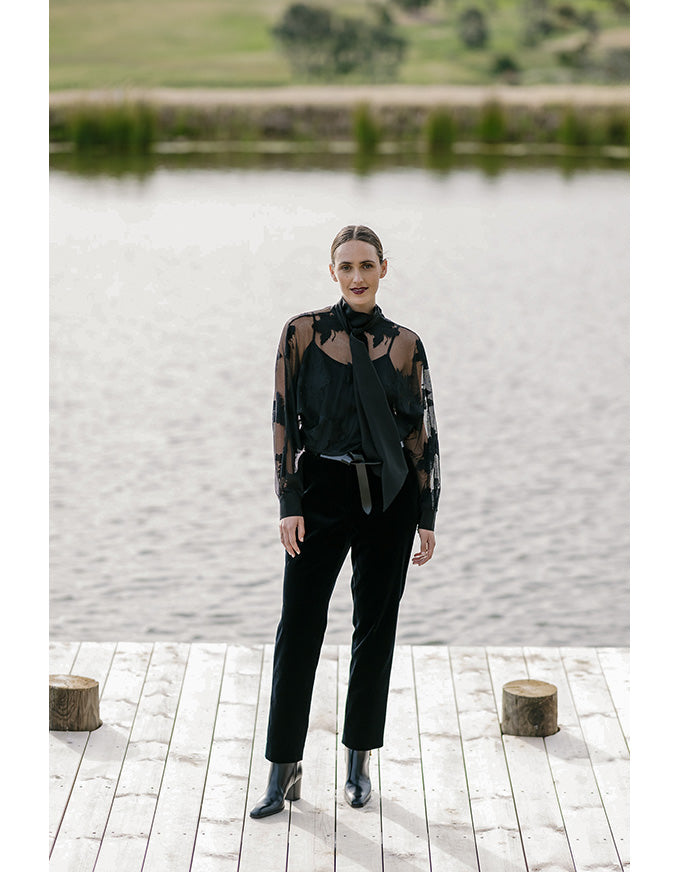 Alley Sheer Lace Blouse Black