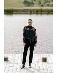 Alley Sheer Lace Blouse Black