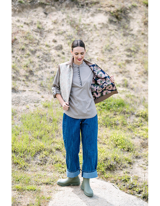 Weekender Vest Pink Roses / Pistachio - Reversible